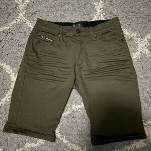 Men's Olive Green Flat Front Shorts